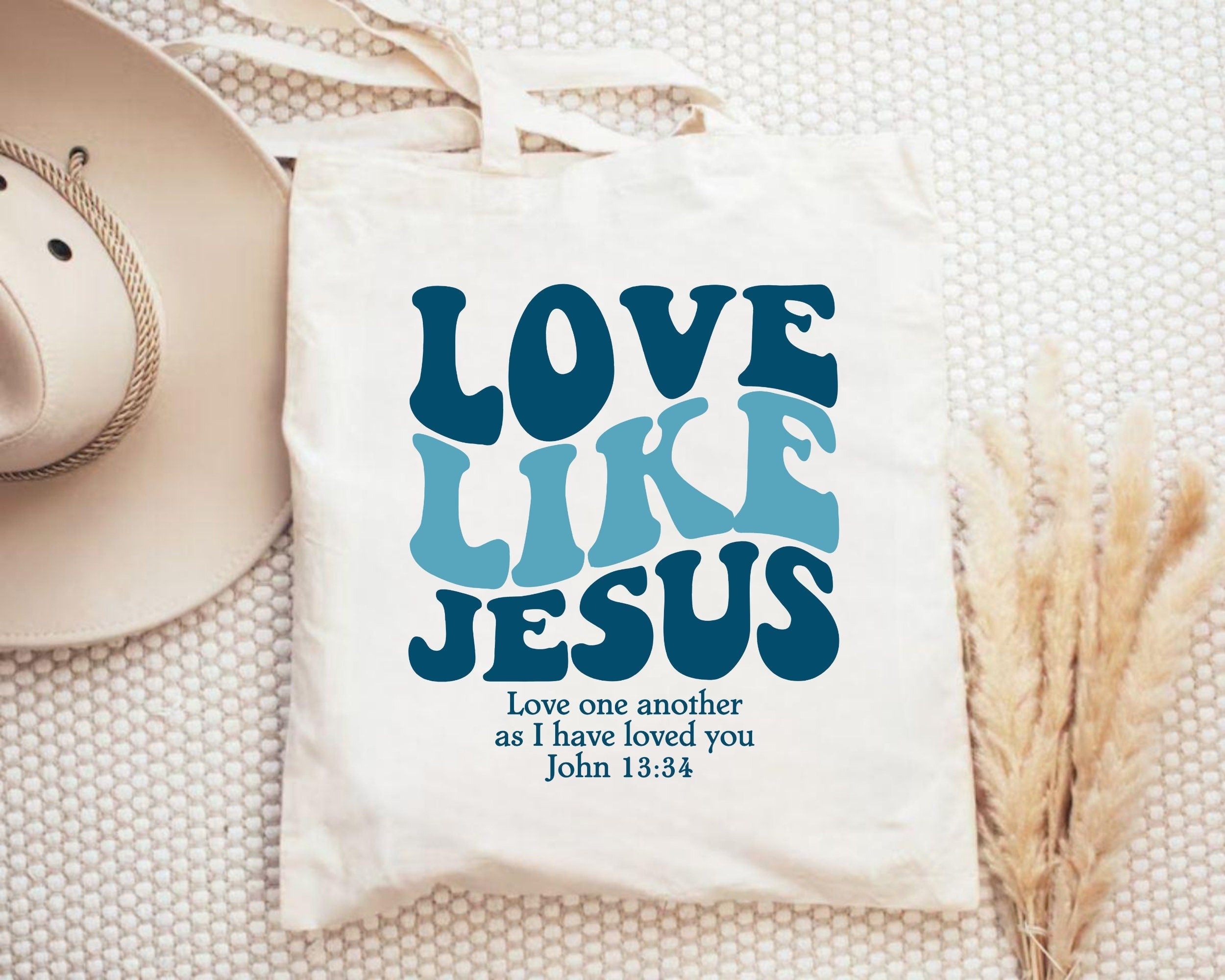 Love Like Jesus Christian Tote Bag – Canvas Tote – Faith-Based Gift – Trendy Aesthetic Tote – Cute Christian Bag – Religious Accessories